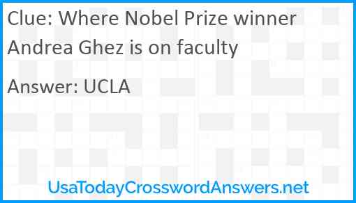 Where Nobel Prize winner Andrea Ghez is on faculty Answer