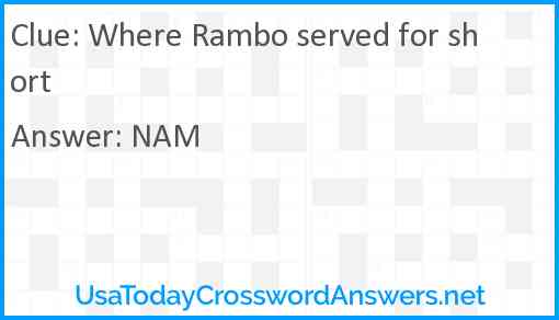 Where Rambo served for short Answer