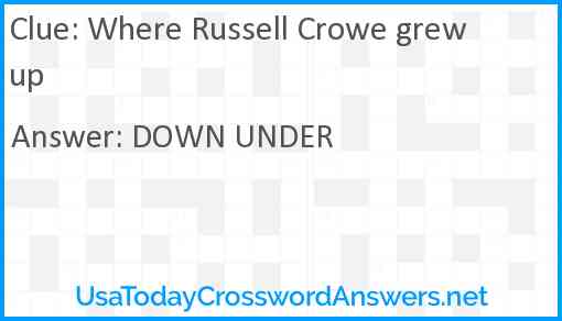 Where Russell Crowe grew up Answer