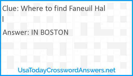 Where to find Faneuil Hall Answer