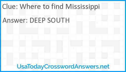 Where to find Mississippi Answer