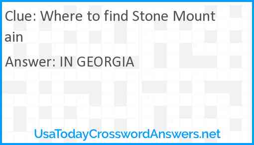 Where to find Stone Mountain Answer