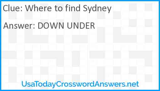 Where to find Sydney Answer