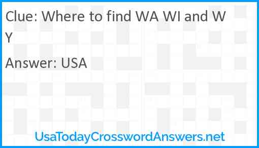 Where to find WA WI and WY Answer