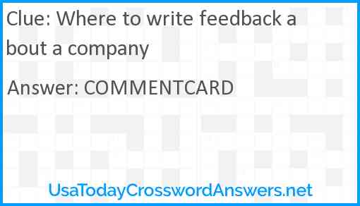 Where to write feedback about a company Answer