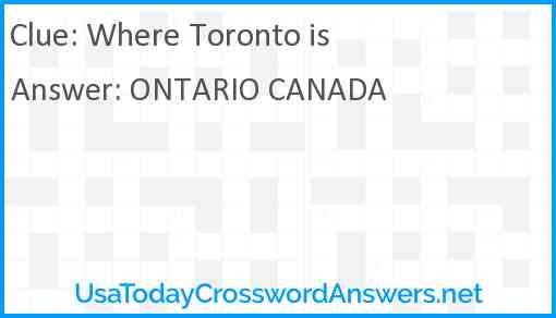 Where Toronto is Answer