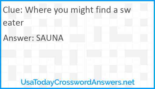 Where you might find a sweater Answer