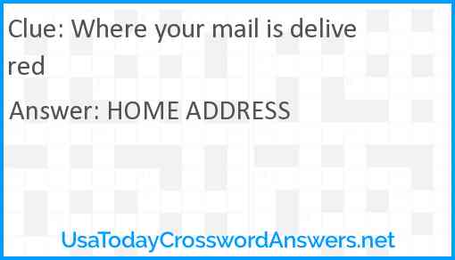 Where your mail is delivered Answer