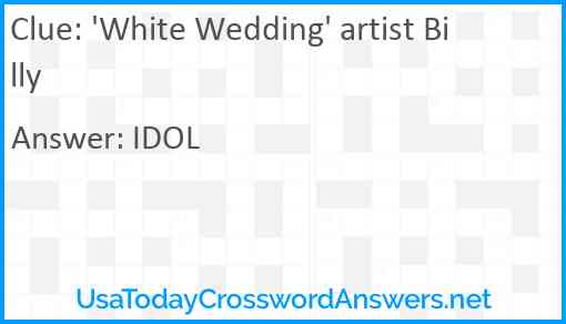 'White Wedding' artist Billy Answer