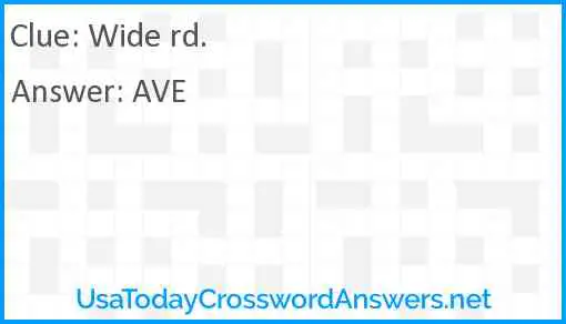 Wide rd. Answer