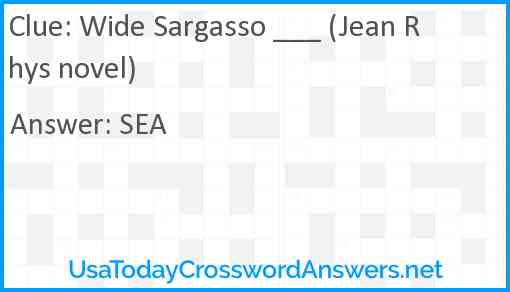 Wide Sargasso ___ (Jean Rhys novel) Answer