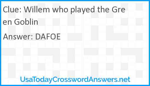 Willem who played the Green Goblin Answer