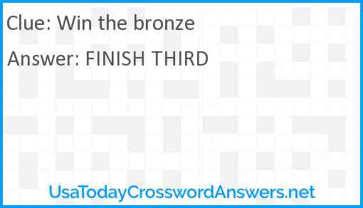 Win the bronze Answer