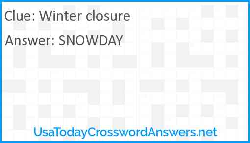 Winter closure Answer