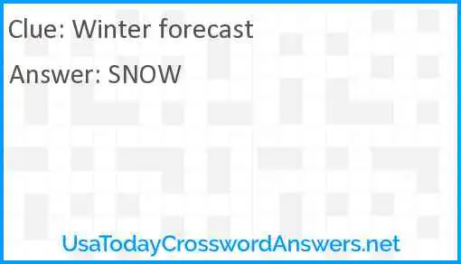 Winter forecast Answer