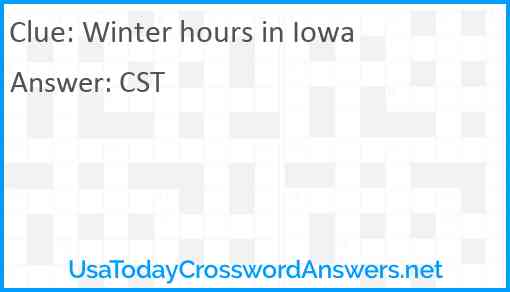 Winter hours in Iowa Answer