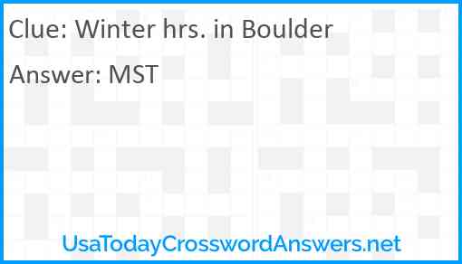 Winter hrs. in Boulder Answer