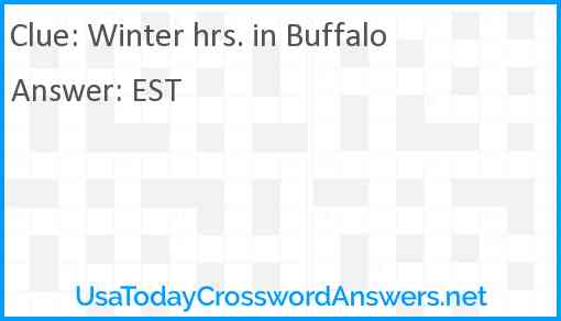 Winter hrs. in Buffalo Answer