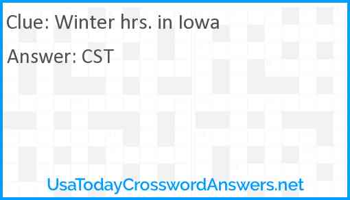 Winter hrs. in Iowa Answer