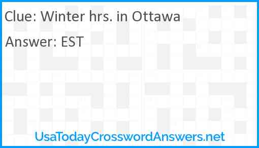 Winter hrs. in Ottawa Answer
