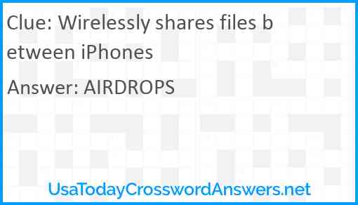 Wirelessly shares files between iPhones Answer