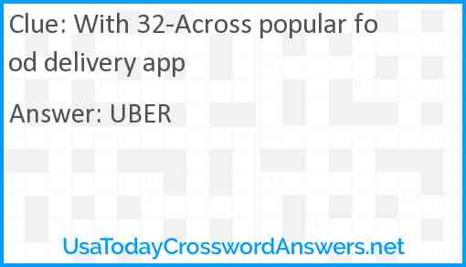 With 32-Across popular food delivery app Answer