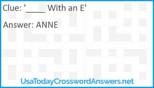 '____ With an E' Answer