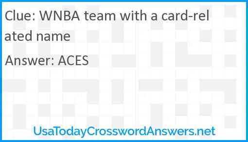 WNBA team with a card-related name Answer