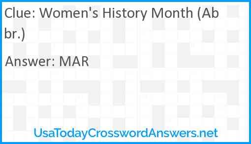 Women's History Month (Abbr.) Answer