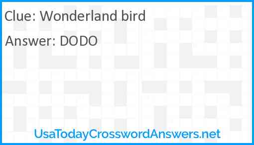 Wonderland bird Answer