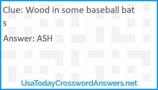Wood in some baseball bats Answer