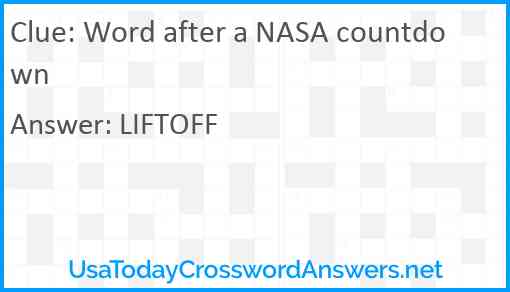 Word after a NASA countdown Answer
