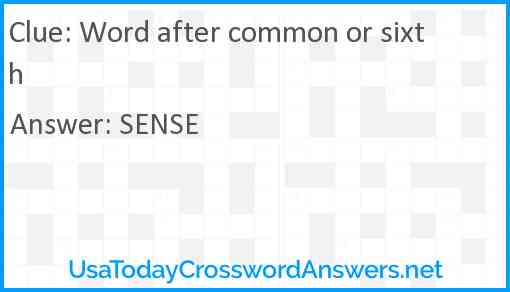 Word after common or sixth Answer