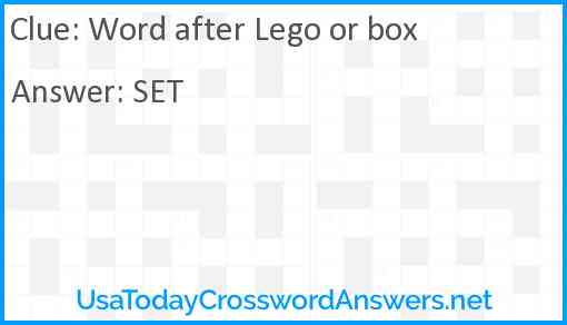Word after Lego or box Answer