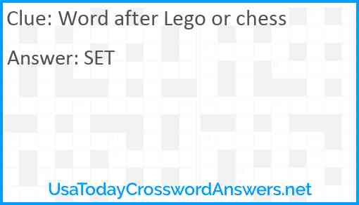 Word after Lego or chess Answer