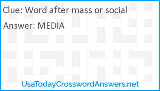 Word after mass or social Answer