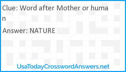Word after Mother or human Answer