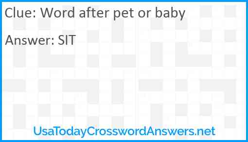 Word after pet or baby Answer