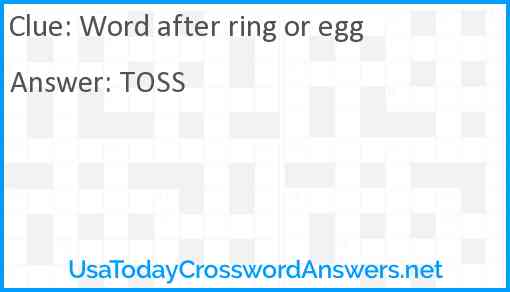 Word after ring or egg Answer