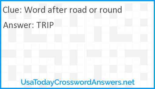 Word after road or round Answer