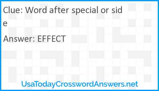 Word after special or side Answer