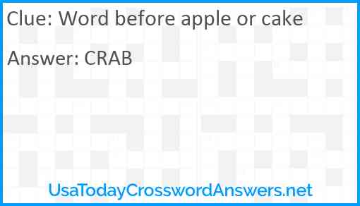 Word before apple or cake Answer