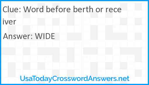 Word before berth or receiver Answer