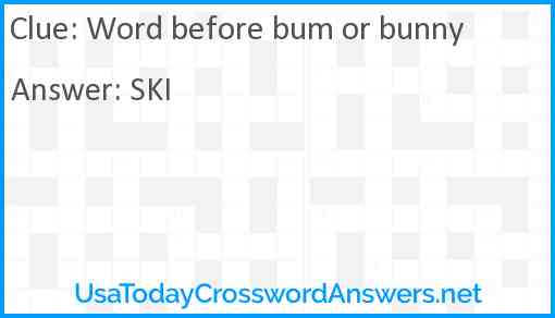 Word before bum or bunny Answer