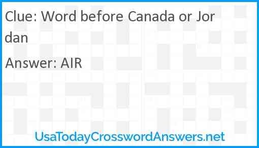 Word before Canada or Jordan Answer