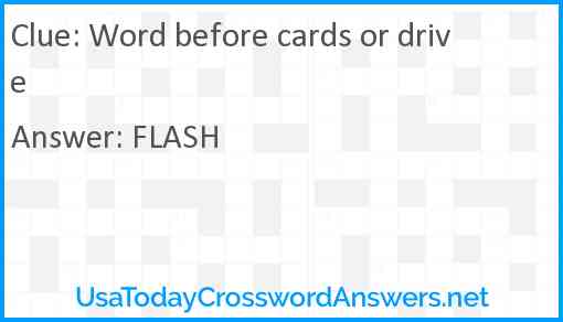 Word before cards or drive Answer