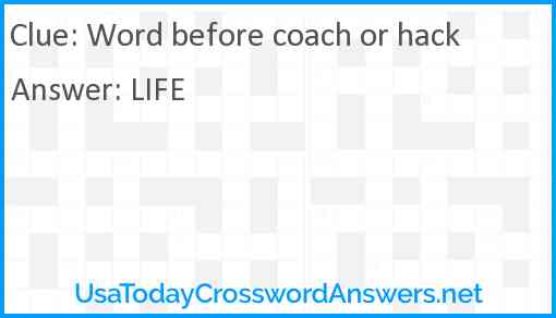 Word before coach or hack Answer
