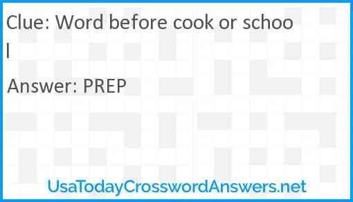 Word before cook or school Answer