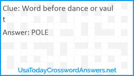 Word before dance or vault Answer