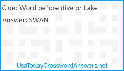 Word before dive or Lake Answer